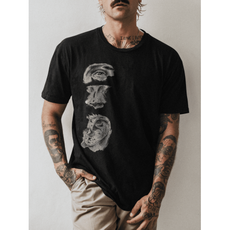 Tricou Părți ale feței: nu vedeți nimic, nu auziți nimic, nu spuneți nimic bumbac